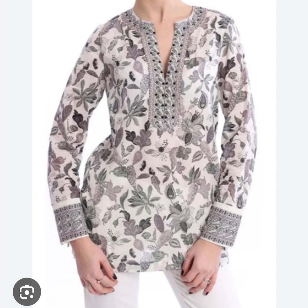 Tory Burch Embellished Floral Print Tunic